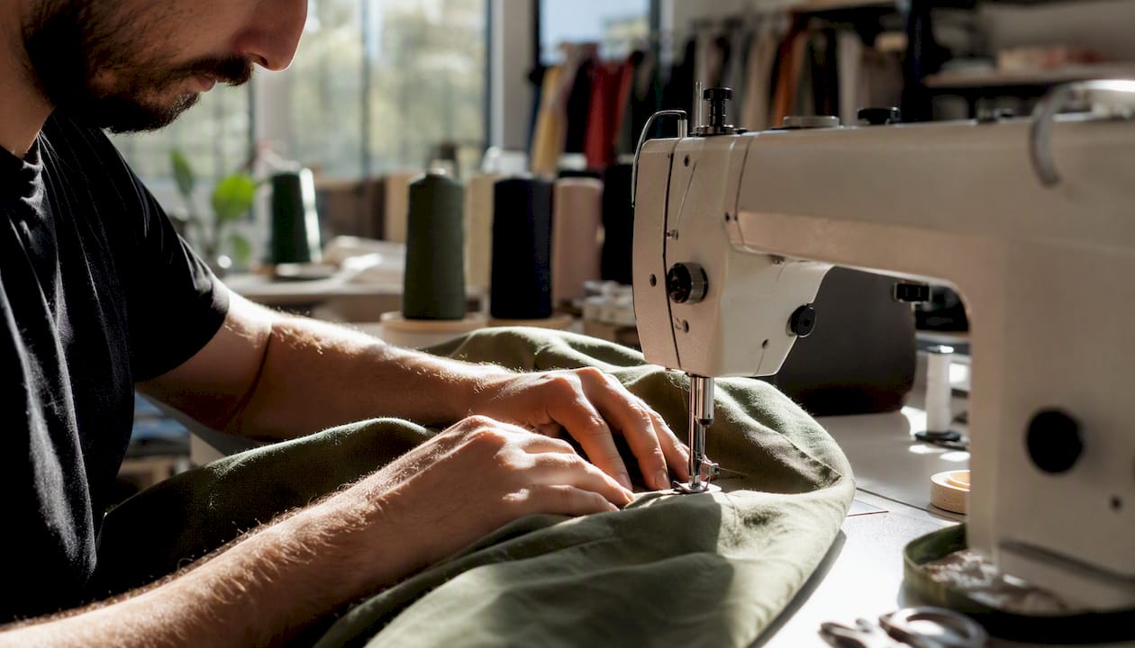 Mit viel Liebe zum Detail fertigen geschickte Hände Streetwear aus Bio-Baumwolle an.