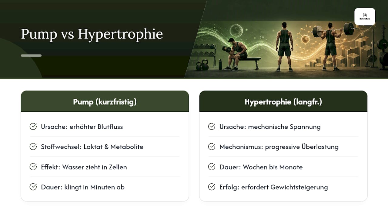 Muskelpump versus nachhaltiger Muskelaufbau im Vergleich