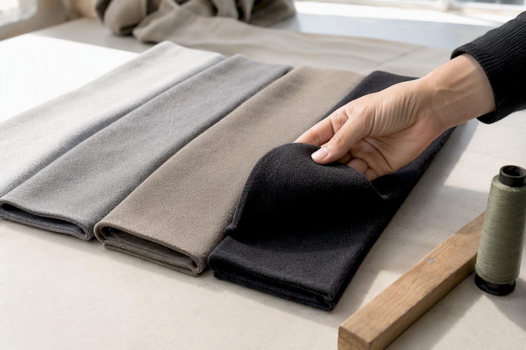 Stoffproben mit verschiedenen Materialstärken