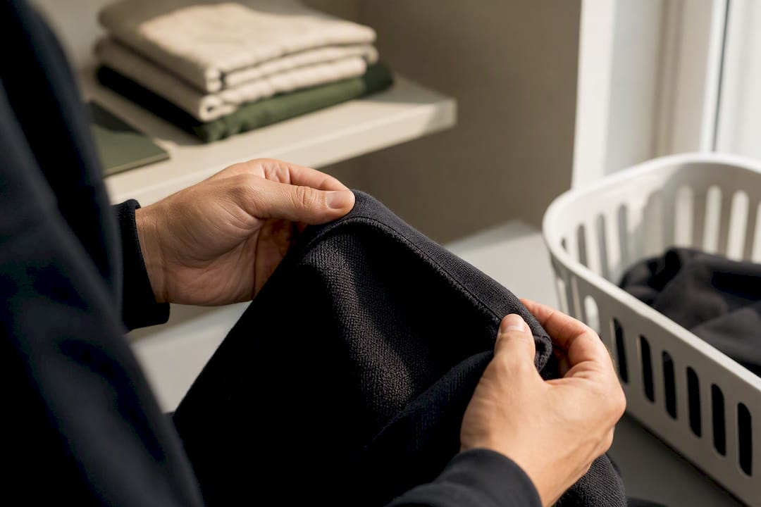 Das Kleidungsstück vor dem Waschen von Hand wenden
