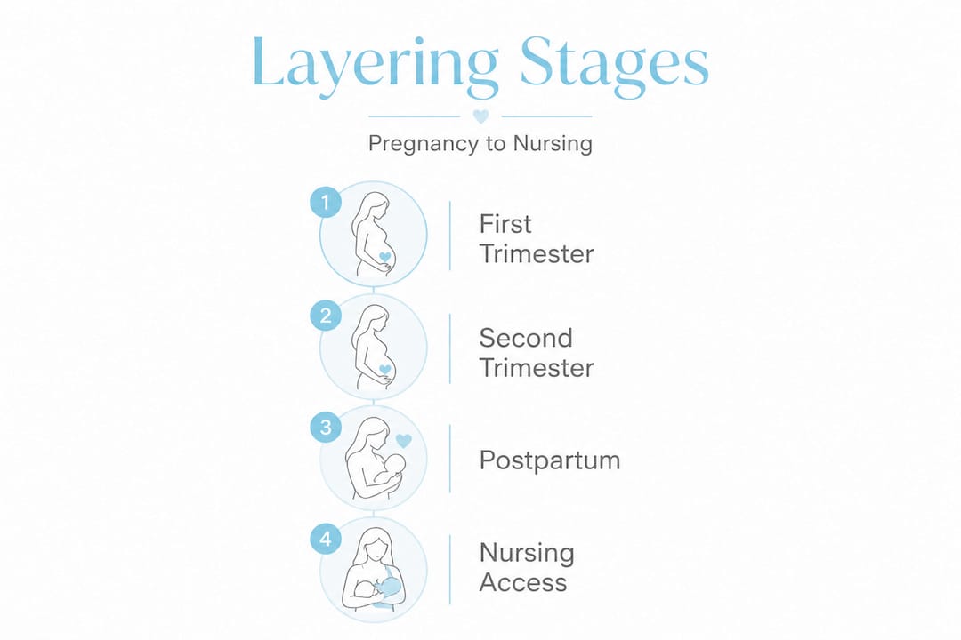 Infographic showing maternity layering stages flow