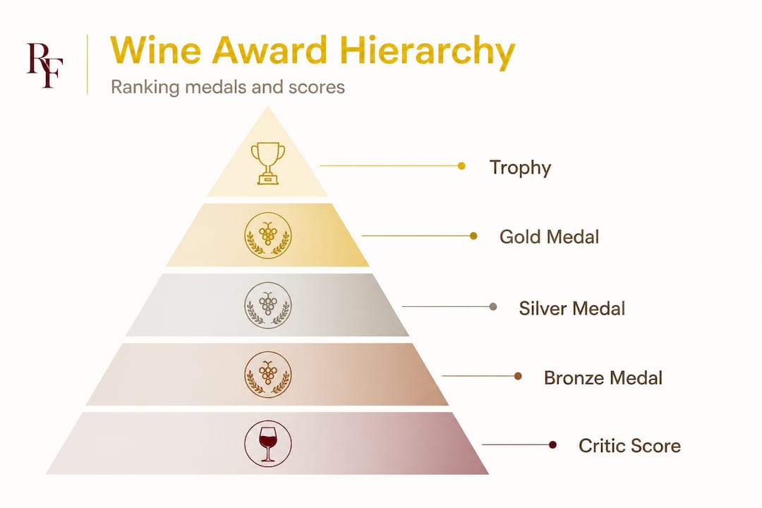 Hierarchy infographic for wine awards and scores