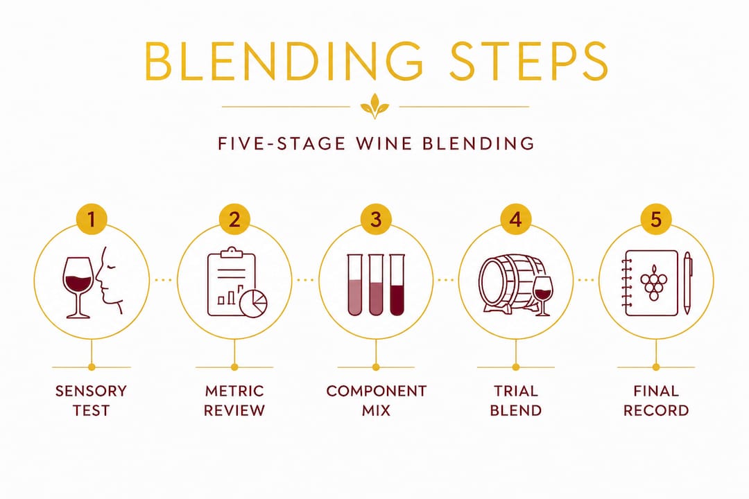 Infographic showing steps of wine blending process