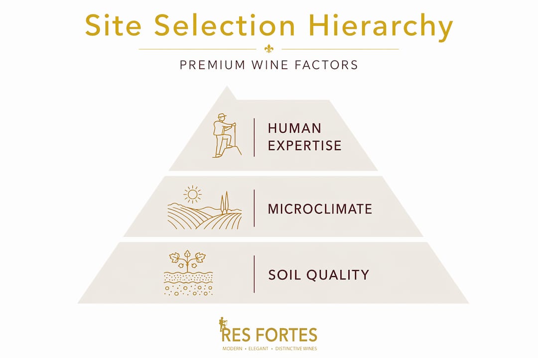 Infographic showing hierarchy of site selection factors