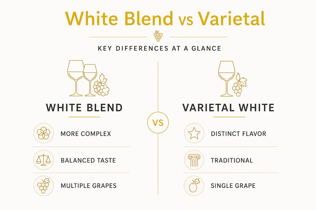 Infographic comparing white blend and varietal wines