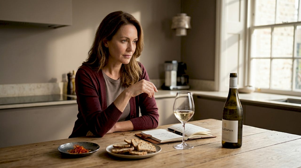 Wine enthusiast tasting white wine acidity