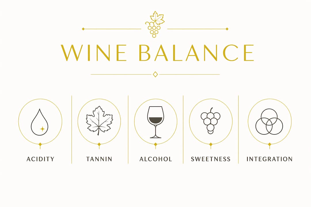 Infographic illustrating components of wine balance