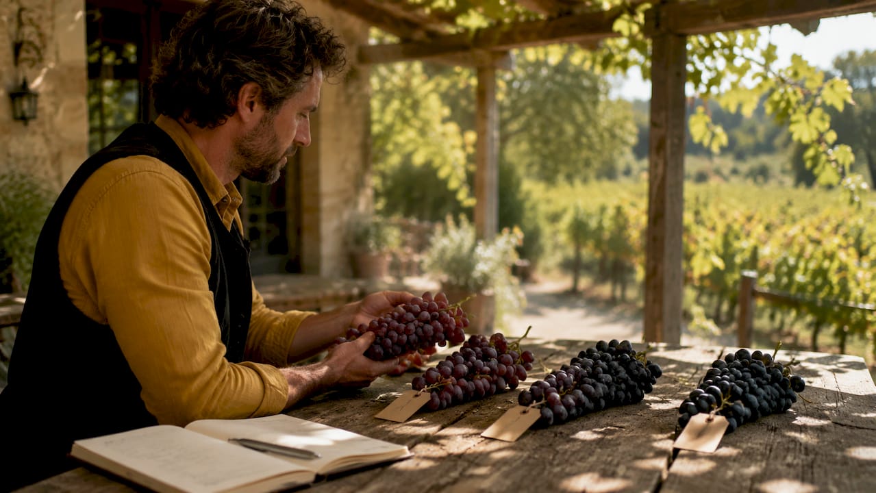 Close-up of Roussillon grape varieties on table