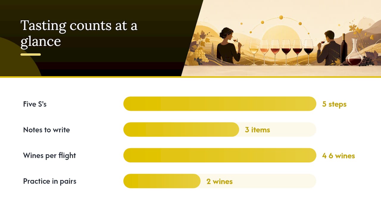 Infographic of six key wine tasting tips