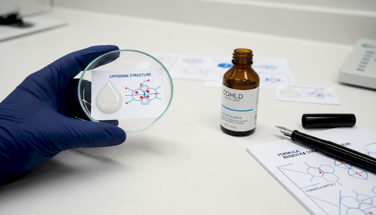 Hand holding petri dish with skincare sample