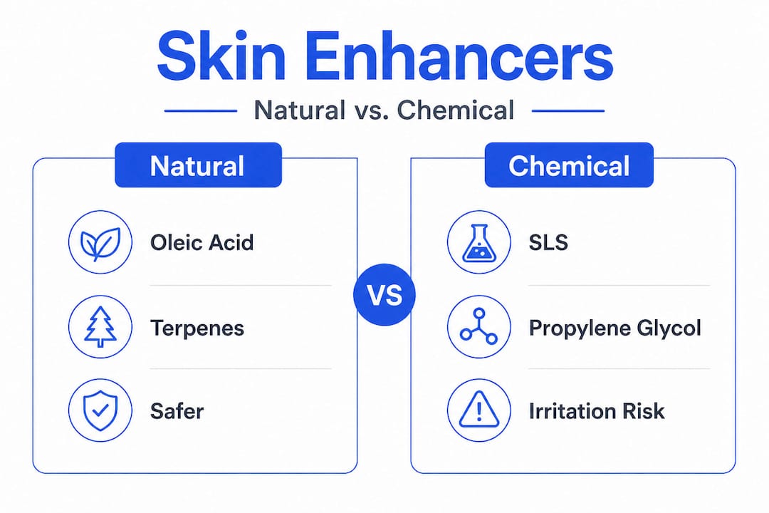 Infographic comparing natural and chemical skin enhancers