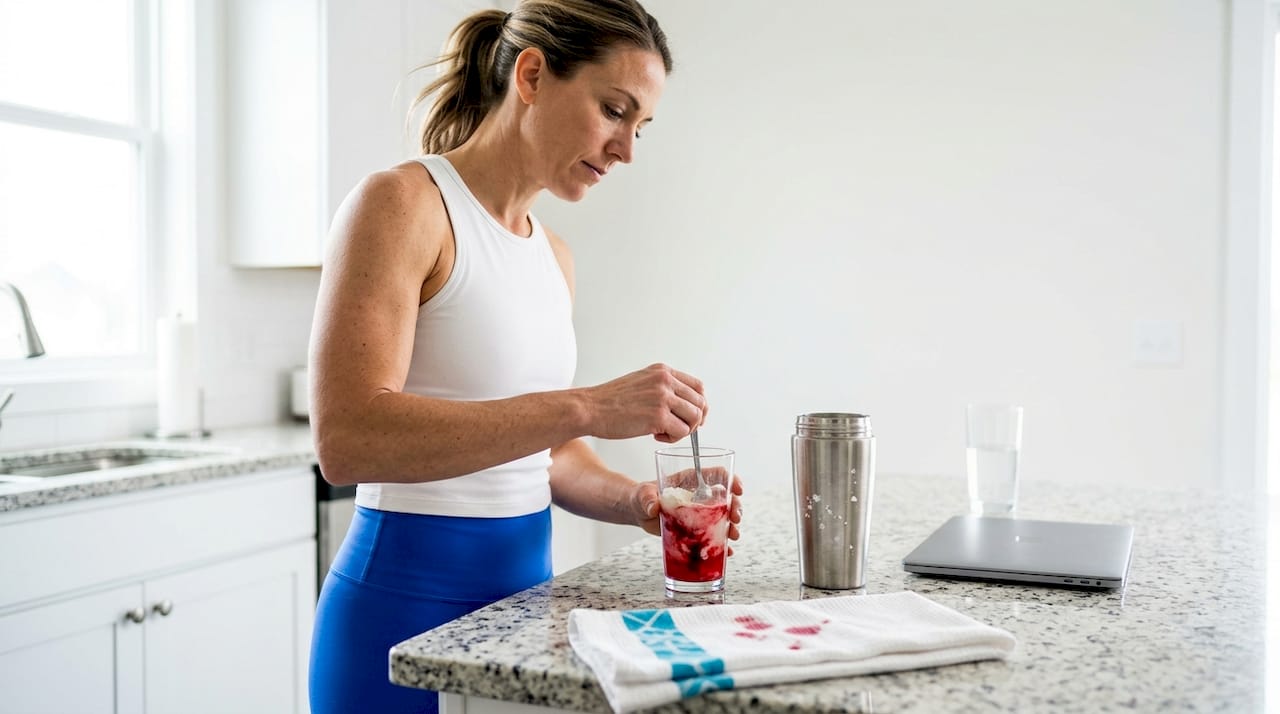 Woman preparing tart cherry recovery drink