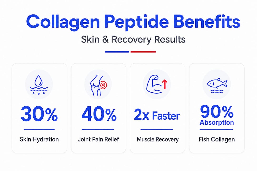 Infographic with key collagen peptide statistics
