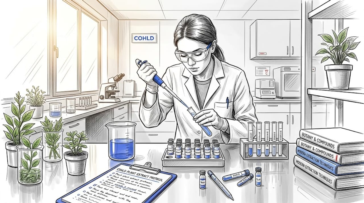 Lab technician analyzing plant compound samples