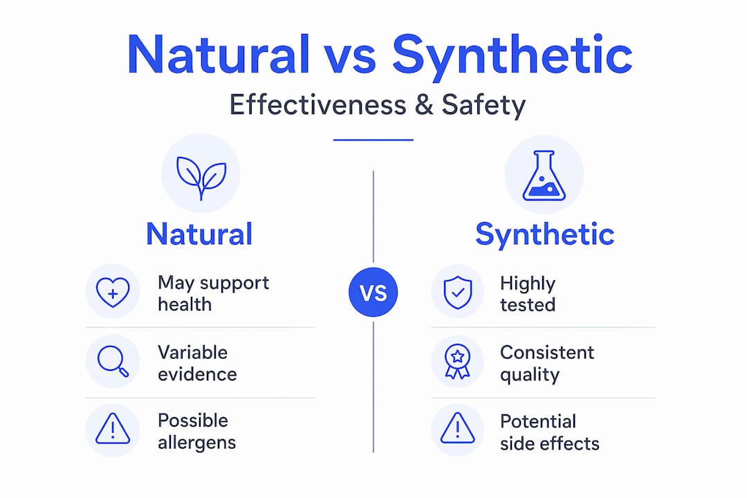 Infographic comparing natural and synthetic ingredient benefits
