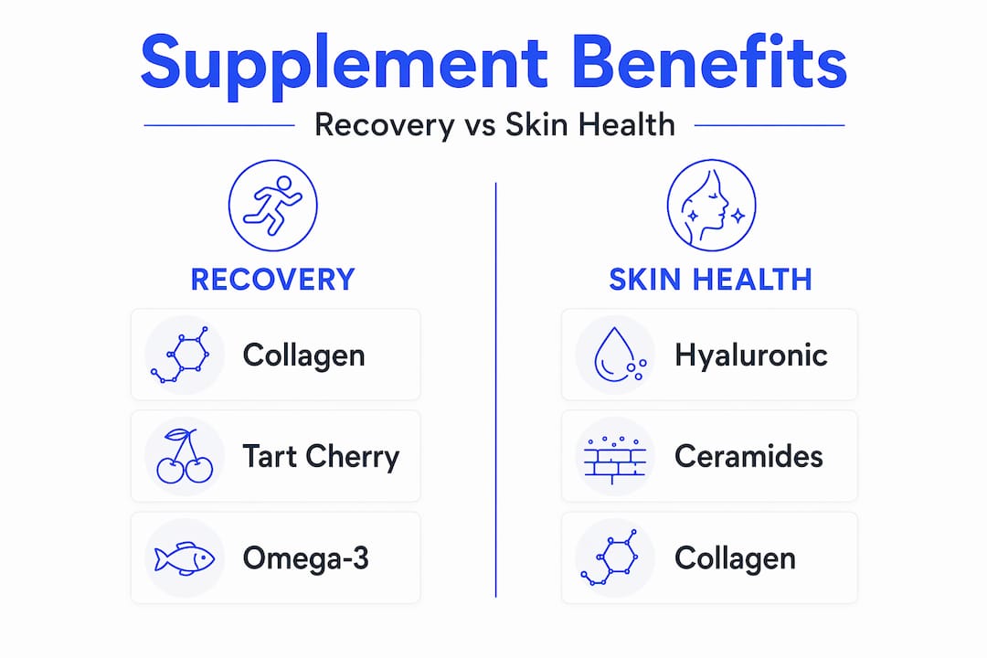 Infographic comparing recovery vs skin benefits