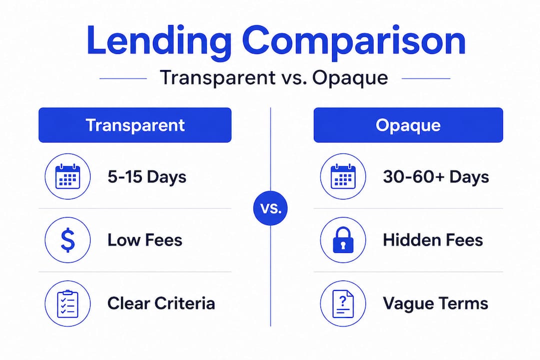 Infographic comparing transparent and opaque lending