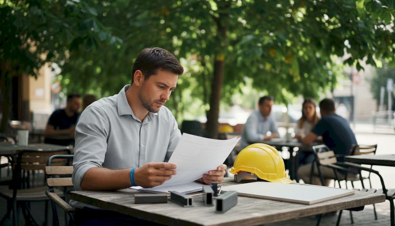 Engineer reviewing fire resistance test report