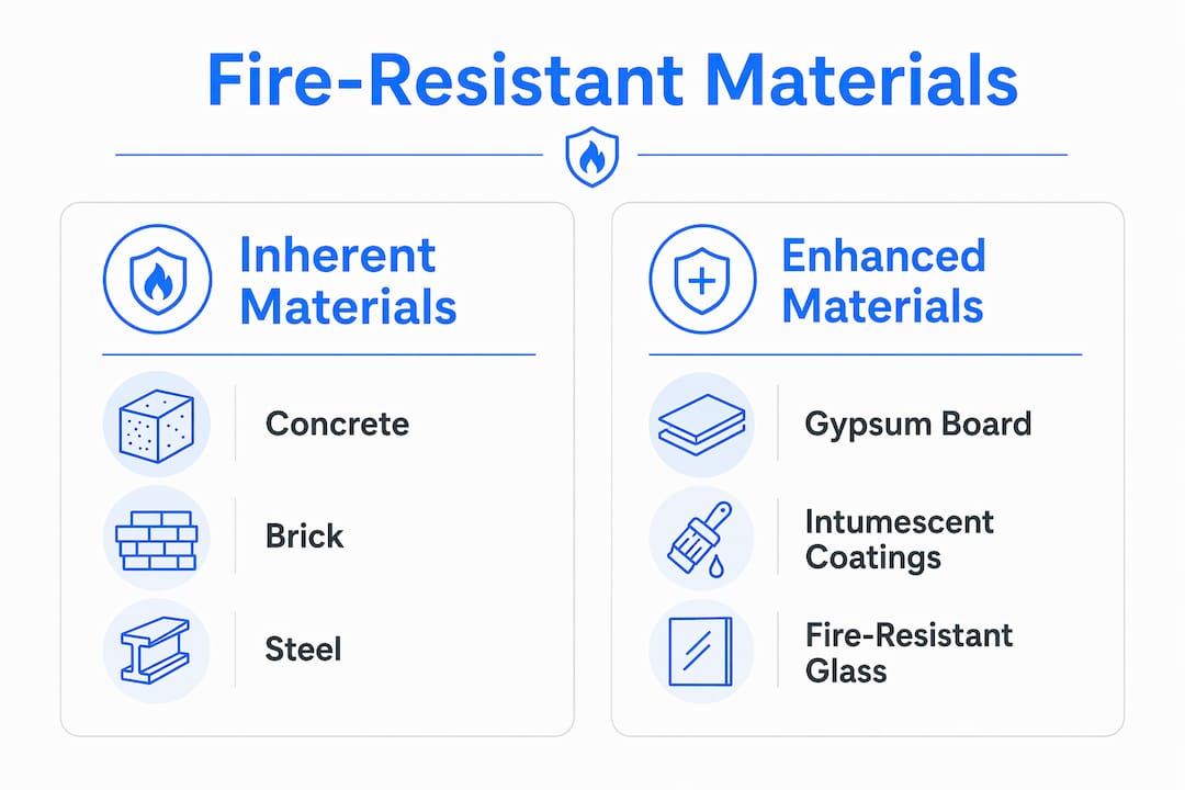 Infographic comparing fire-resistant material types