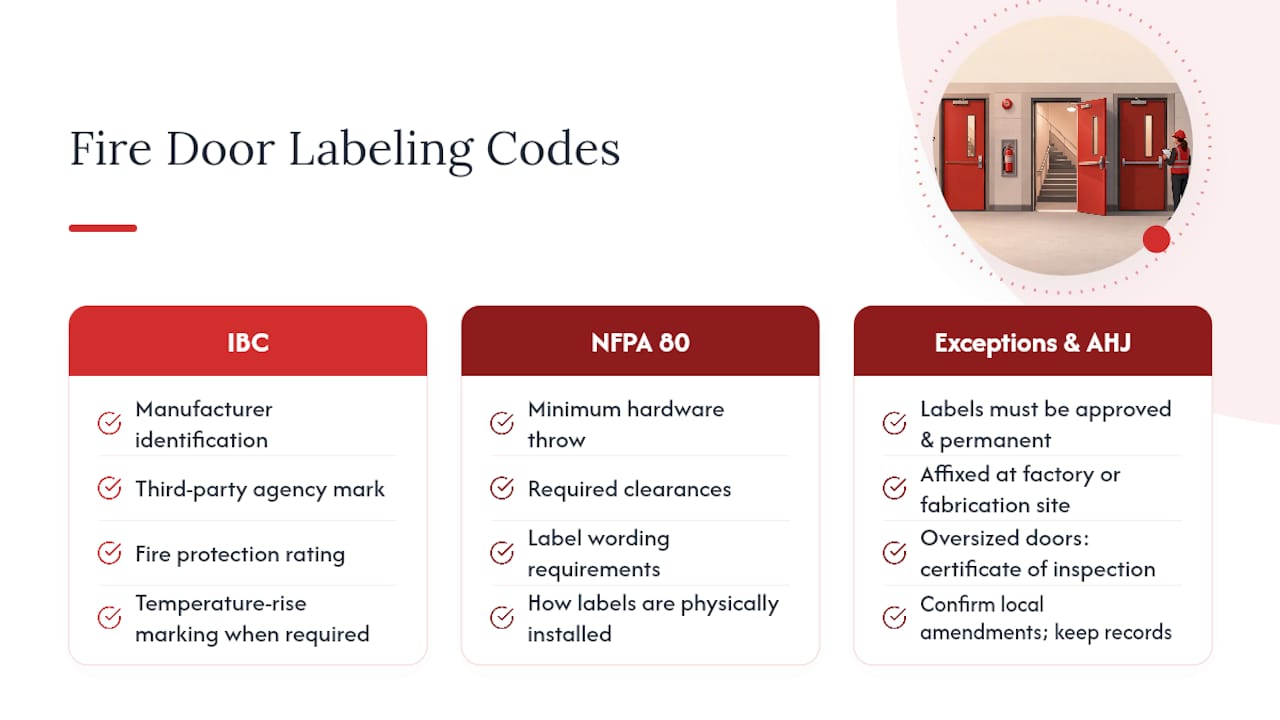 IBC and NFPA 80 labeling comparison