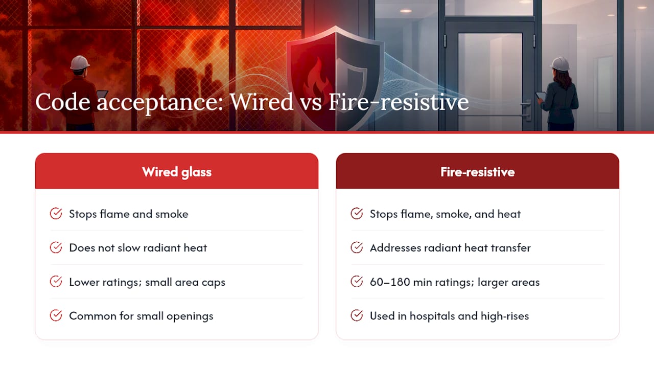 Code Acceptance: Wired Glass vs. Alternative Glazing Materials — overview diagram