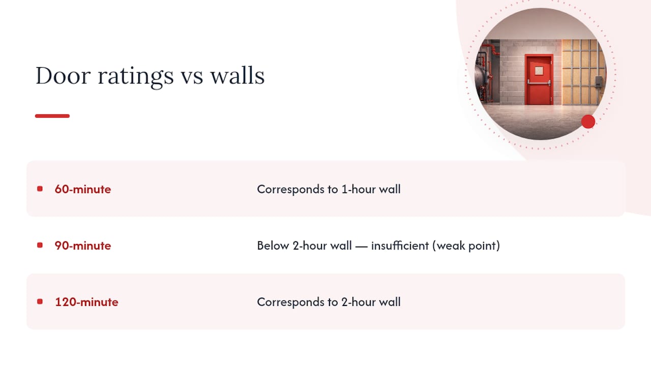 Fire door and wall rating comparison