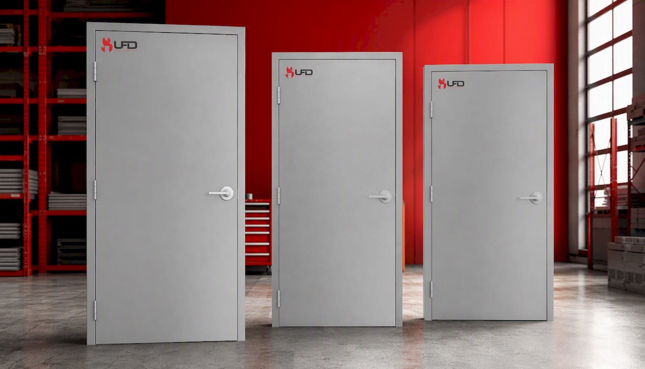 28 x 84 Steel Door Unit – Commercial Flush Hollow Metal Door with Frame, Self-Closing Hinges & Cylindrical Lockset