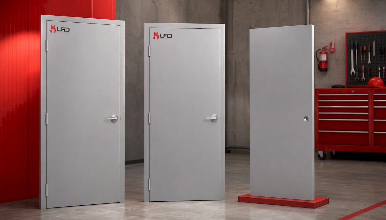 28 x 84 Steel Door Unit – Commercial Flush Hollow Metal Door with Frame, Self-Closing Hinges & Cylindrical Lockset