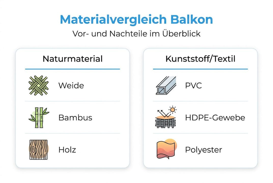 Übersicht: Die besten Materialien für den Sichtschutz am Balkon im Vergleich