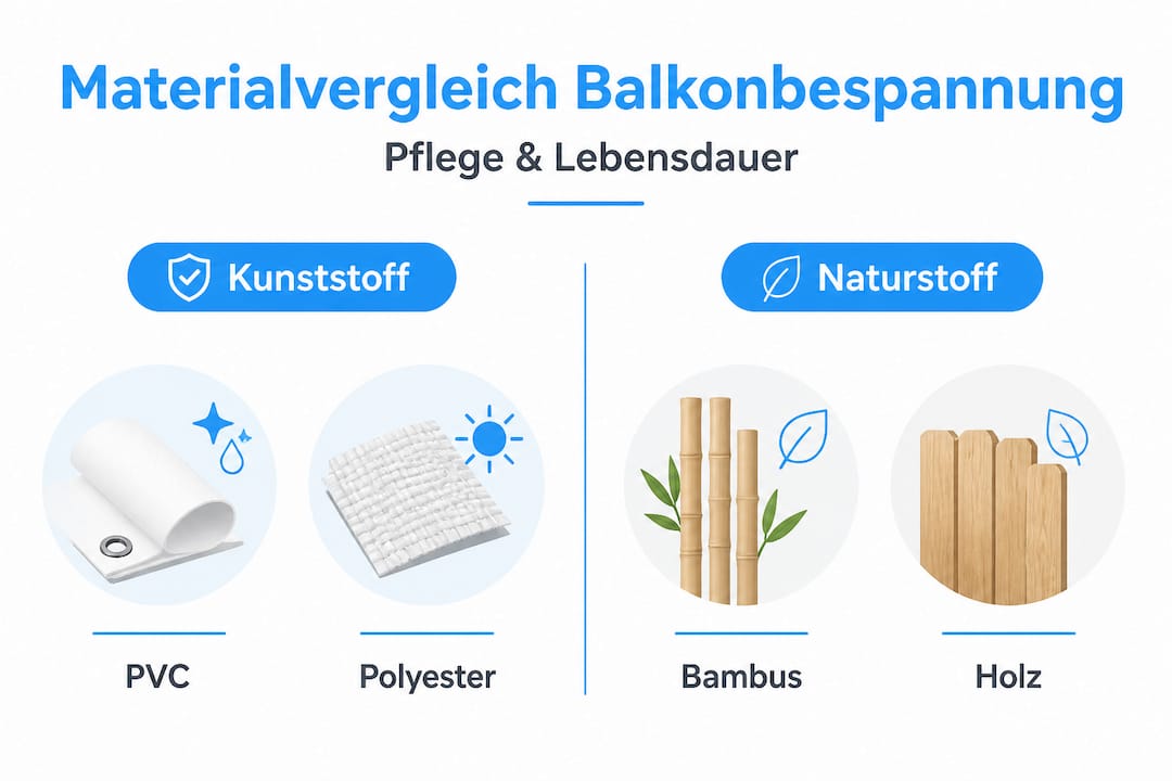 Balkonbespannung: Sichtschutz und Gestaltung für mehr Privatsphäre 8 Infografik: Kunststoff und Naturmaterialien im Vergleich
