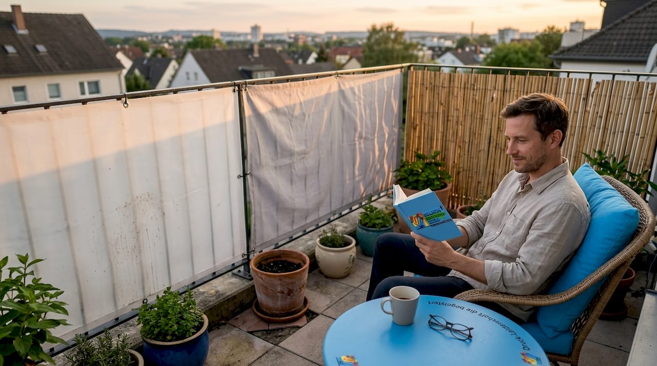 Balkonbespannung: Sichtschutz und Gestaltung für mehr Privatsphäre 7 Ob aus PVC, Polyester oder Bambus – Sichtschutzmatten sorgen auf dem Balkon für Privatsphäre und schaffen eine gemütliche Atmosphäre.
