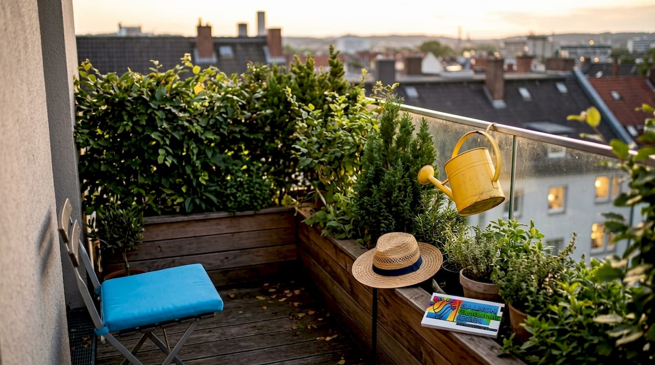 Nachhaltiger Sichtschutz für Balkon und Terrasse 7 Ein Balkon, der von einer dichten Hecke umgeben ist, bietet einen effektiven und zugleich natürlichen Sichtschutz.