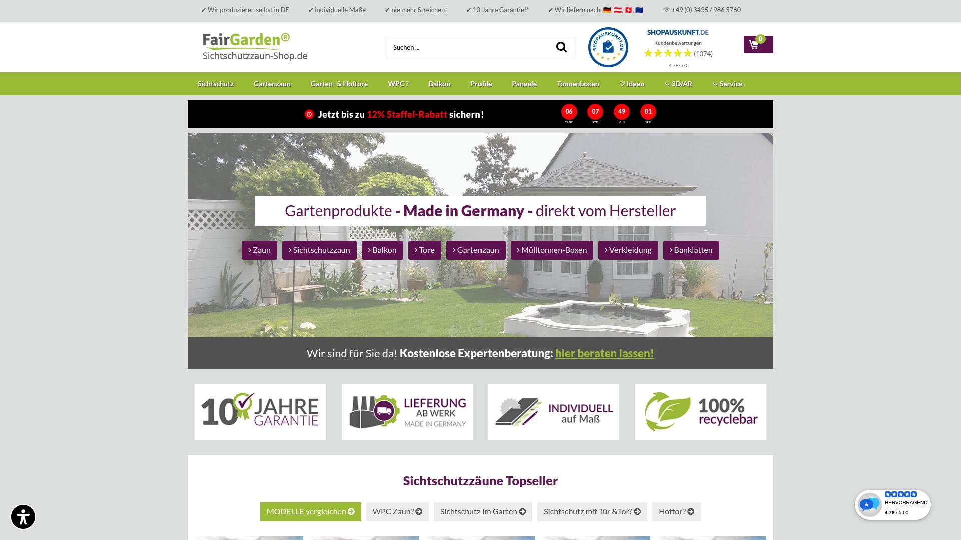 Top 5 Sichtschutz-garten24.de Alternativen 2026 7 https://sichtschutzzaun-shop.de