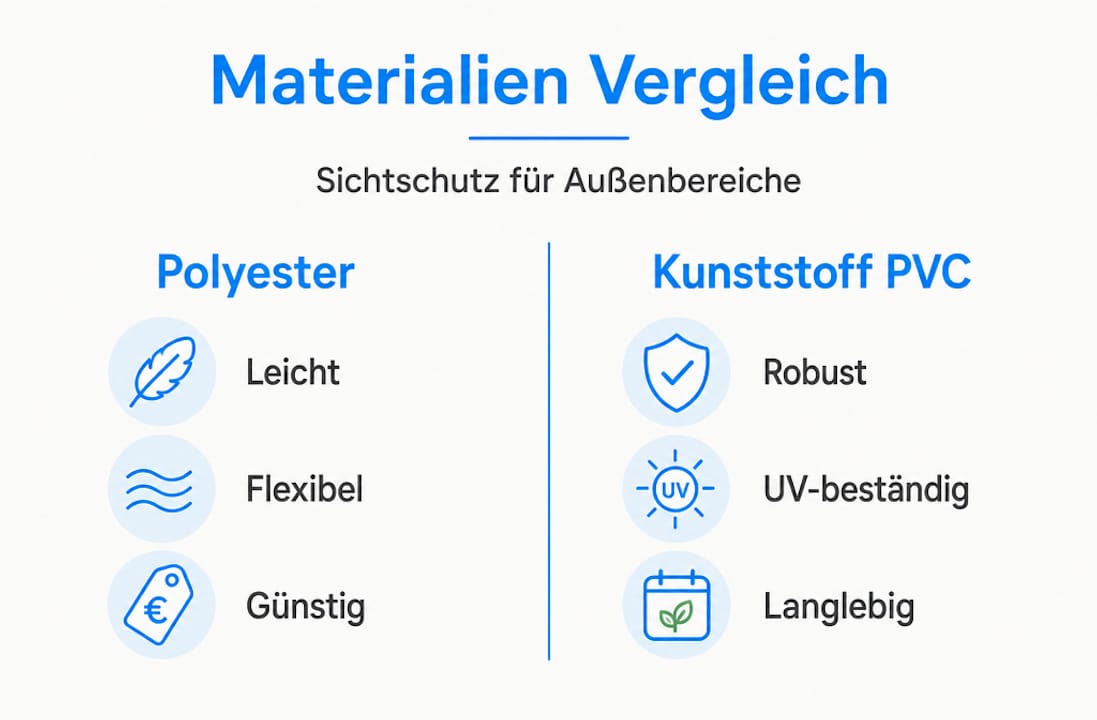 Rolle der Motive auf Sichtschutz: Mehr als Deko 4 Infografik: Polyester vs. PVC – Welches Material eignet sich besser als Sichtschutz?