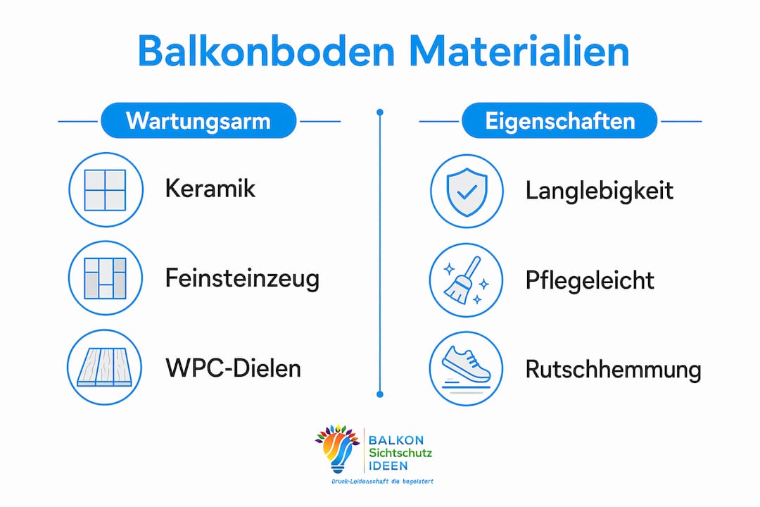Moderne Balkon-Designs erstellen: Der Guide 2026 4 Übersicht der beliebtesten Materialien für Balkonböden im Vergleich