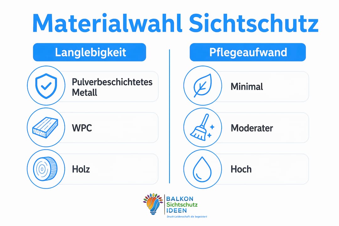 Sichtschutz Galerie Vorteile: Ihr Ratgeber 2026 4 Übersicht: Verschiedene Materialien für den Sichtschutz im Vergleich