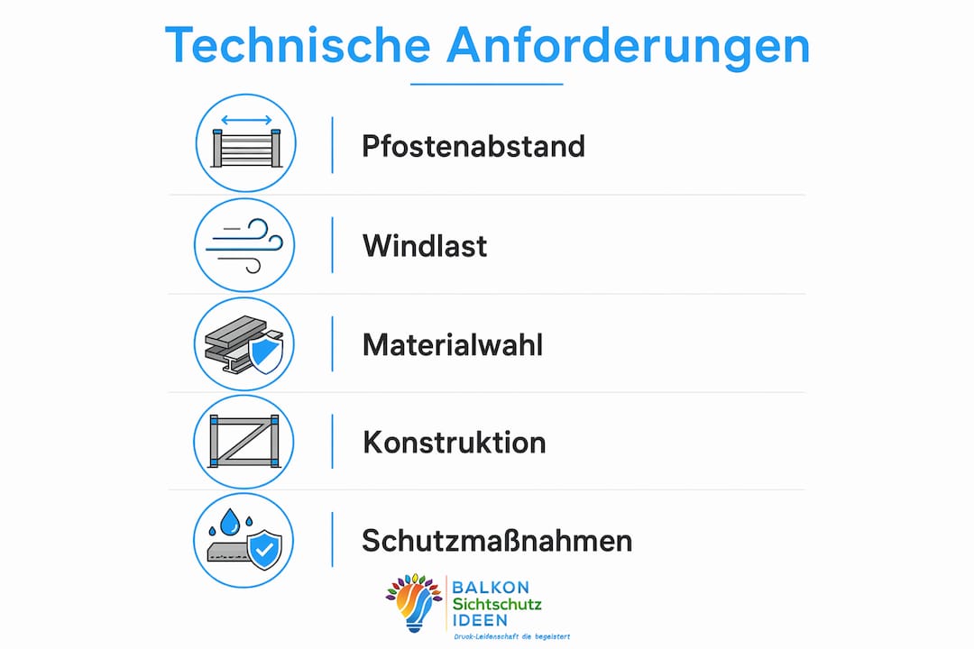Traditionelle Handwerkskunst im Sichtschutz: Bedeutung und Ideen 4 Grafische Darstellung der wichtigsten technischen Anforderungen für Sichtschutzlösungen