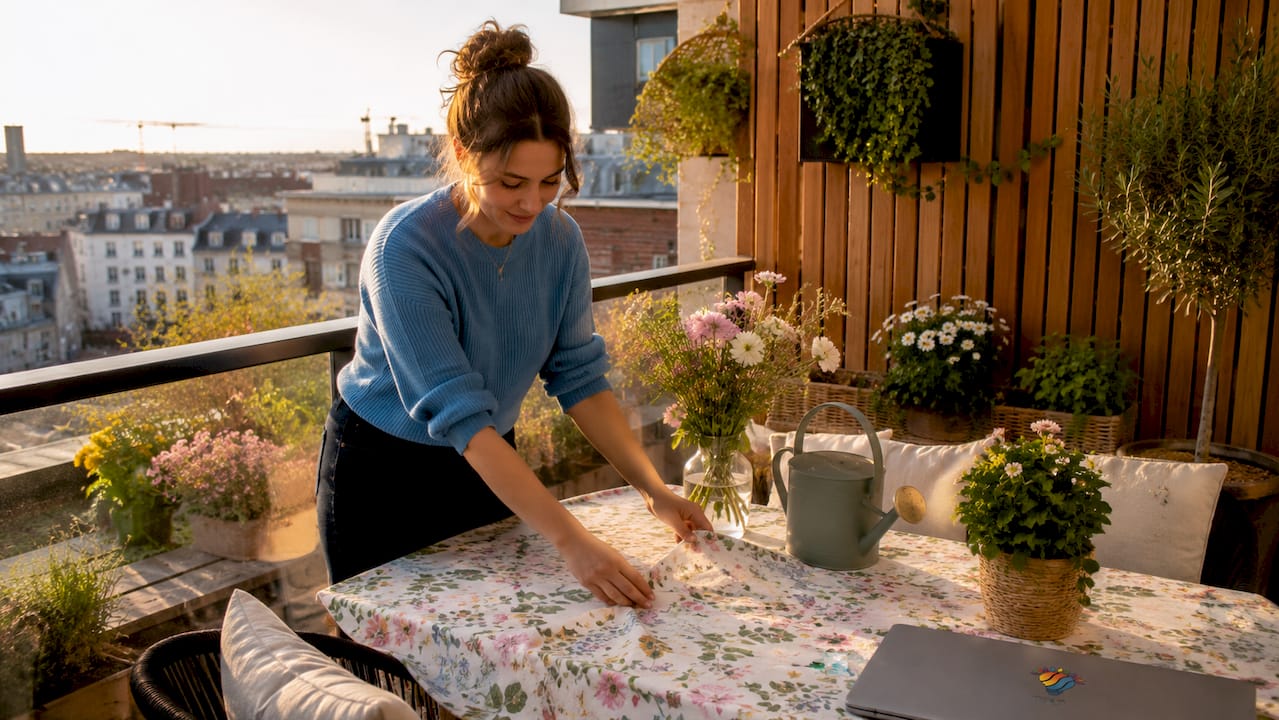 Balkonmotive Bedeutung: Symbolik und Gestaltung 4 Jemand gestaltet den Balkon liebevoll mit Blumenarrangements.