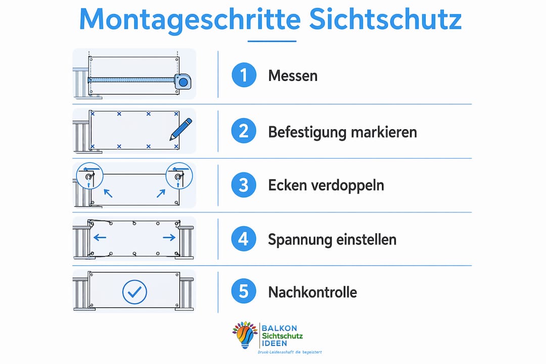 Schrittanalyse Balkon Sichtschutz: Effekt maximieren 8 Übersichtliche Infografik: Schritt für Schritt zum perfekten Sichtschutz für Ihren Balkon