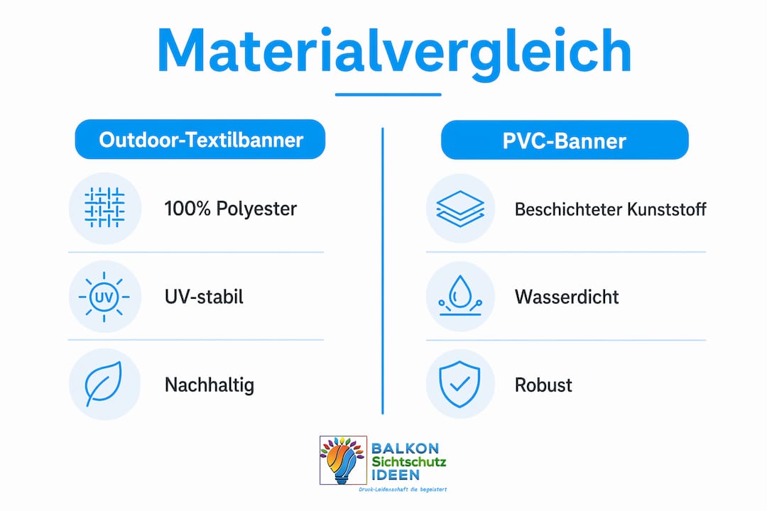 Outdoor-Textilbanner: Definition, Material und Einsatz 7 Infografik: Outdoor-Textilbanner und PVC-Banner im Vergleich – welches Material eignet sich besser?