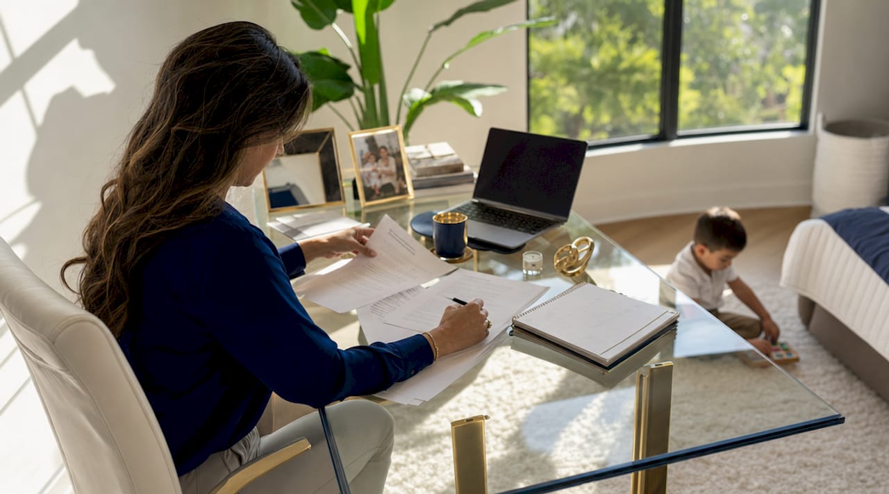 Parent reviewing online safety settings at home