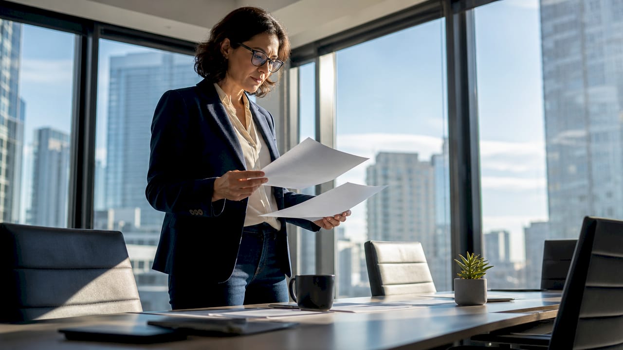 IT professional reviewing cyber policy documents