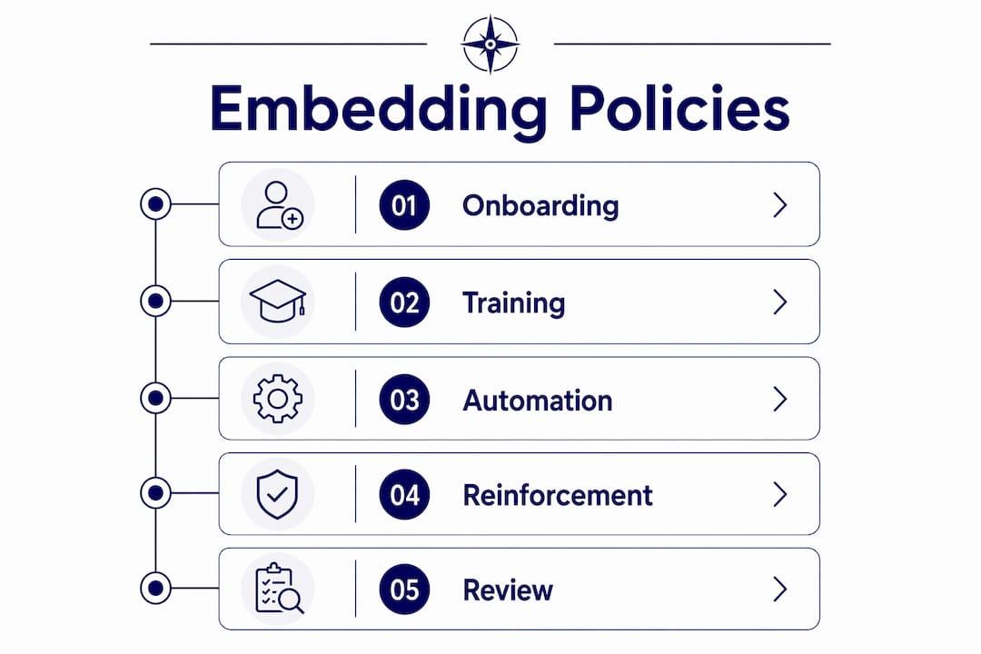 Infographic showing steps to embed cyber hygiene policy