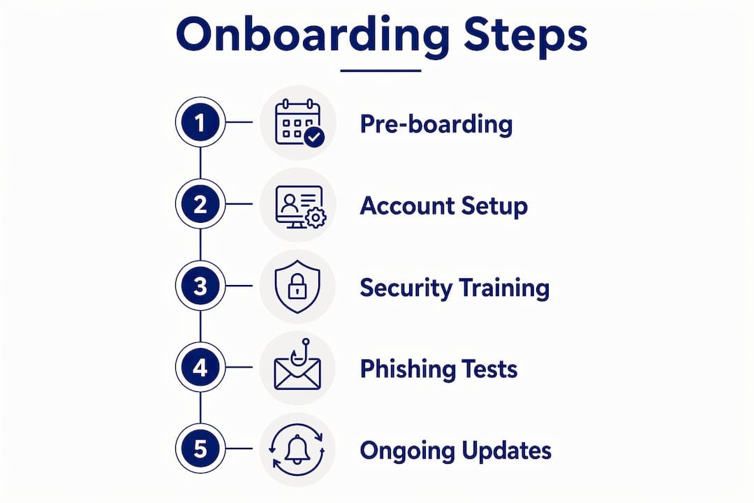 Infographic showing key digital safety onboarding steps