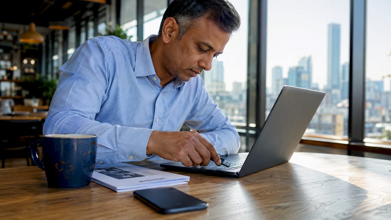 Man inserting FIDO key into laptop