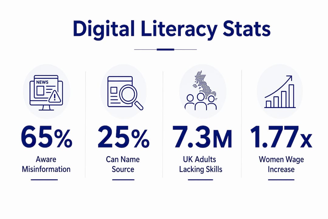 Infographic showing key digital literacy statistics