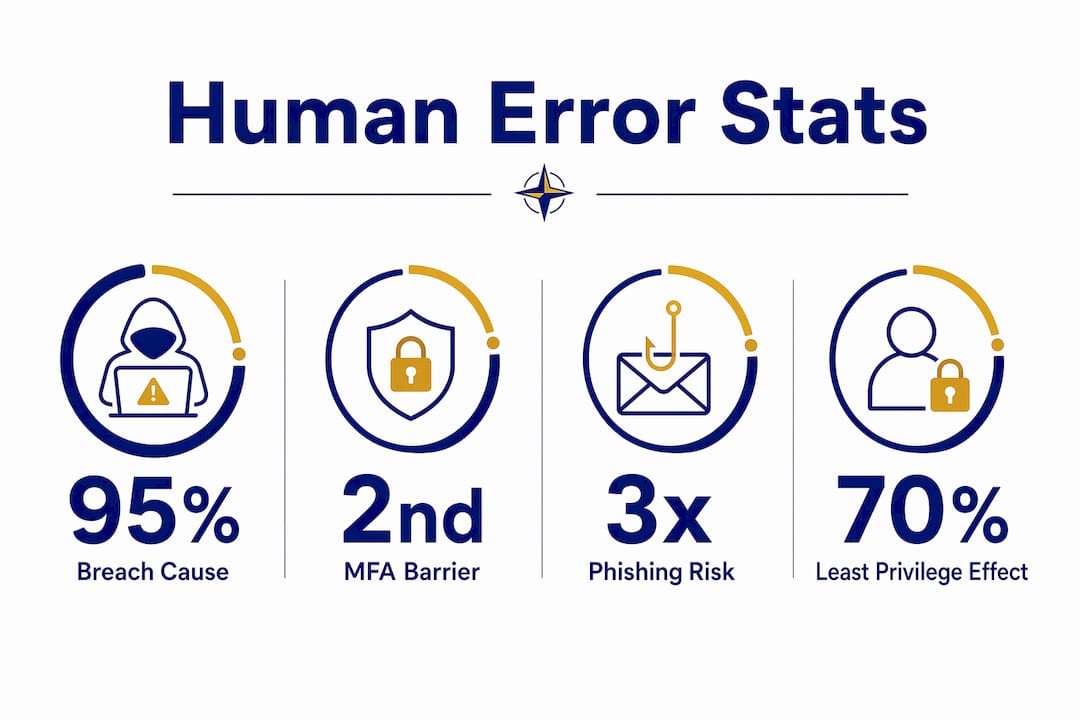 Infographic showing key statistics about human error in cybersecurity