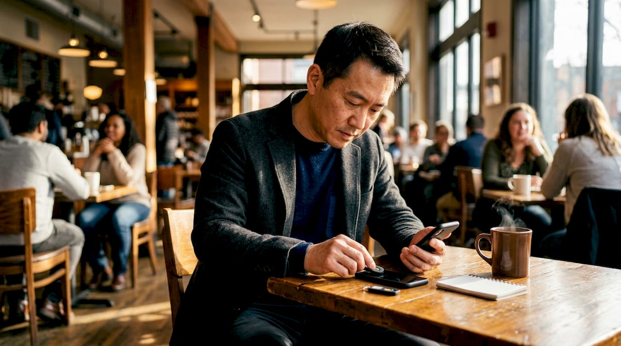 Man setting up multi-factor authentication on phone