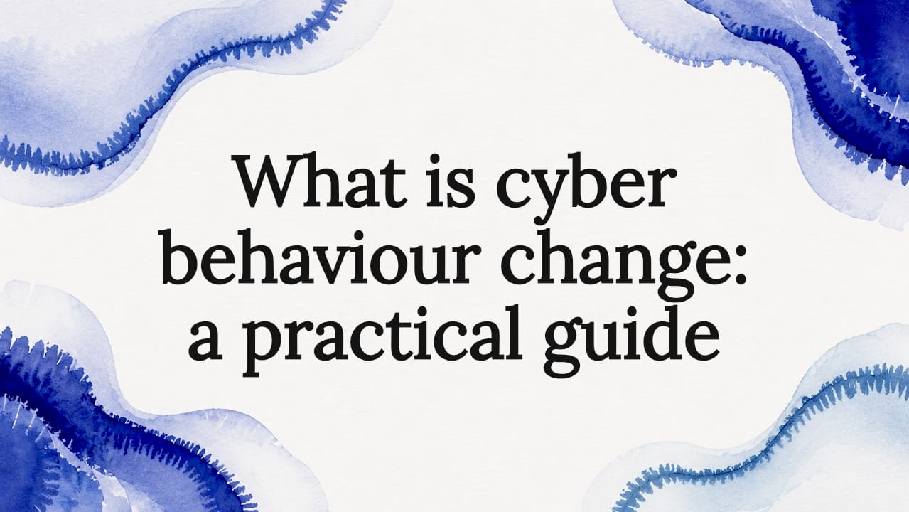 Decorative title card illustration for cyber behaviour change article