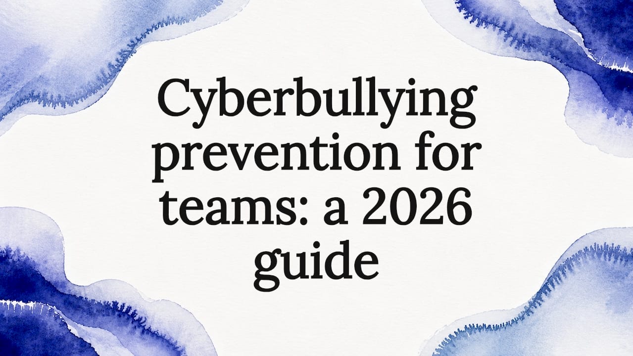 Decorative cyberbullying prevention title card illustration
